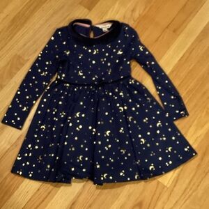 NWT Mini Boden Navy Dress with Gold Starry Pattern